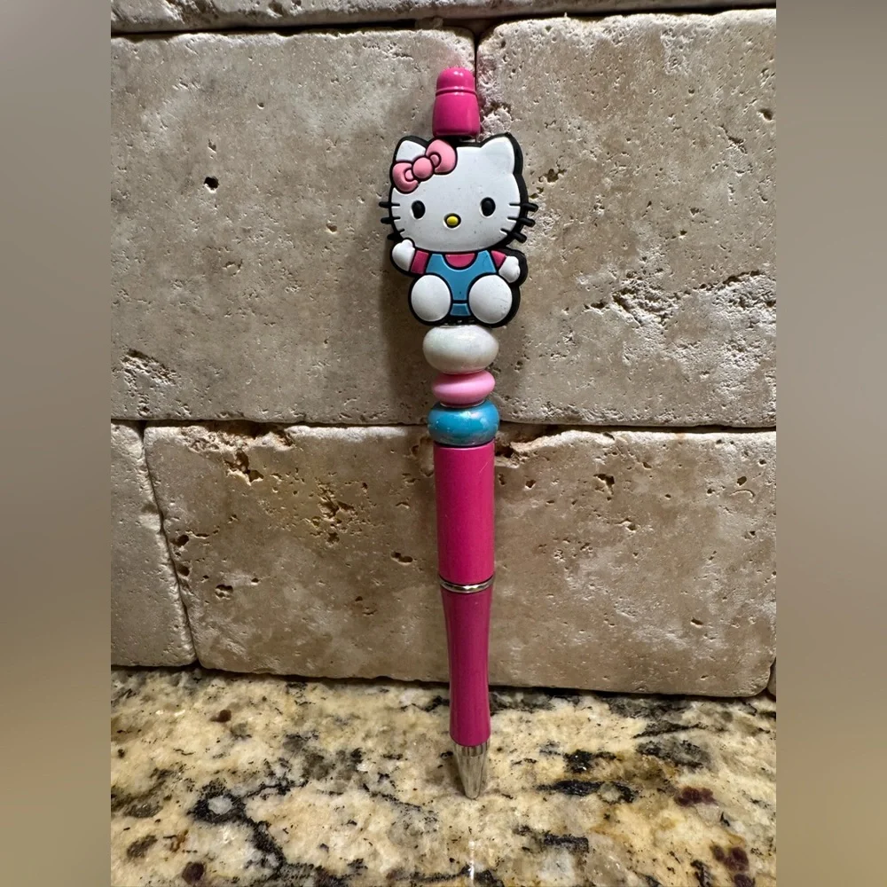 Hello Kitty Sanrio Handcrafted Pastel Beaded Pink Pen Stationery Gift